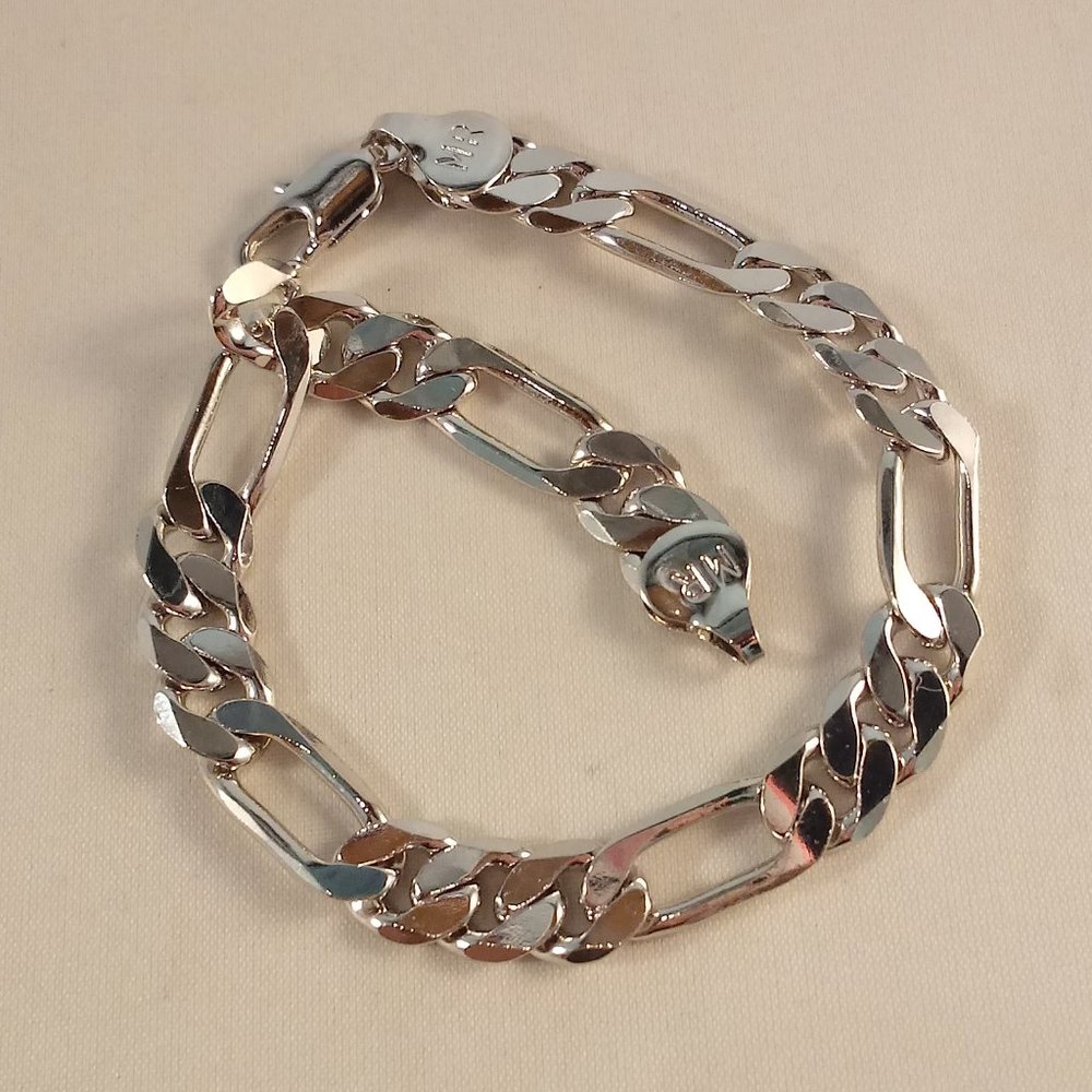 Men's Stainless Steel Silver Figaro Chain Link Bracelet 8.5" 8mm or 10mm